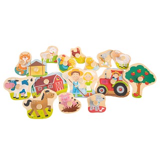 New Classic Toys - Steckpuzzle - Bauernhof - 16 Stück